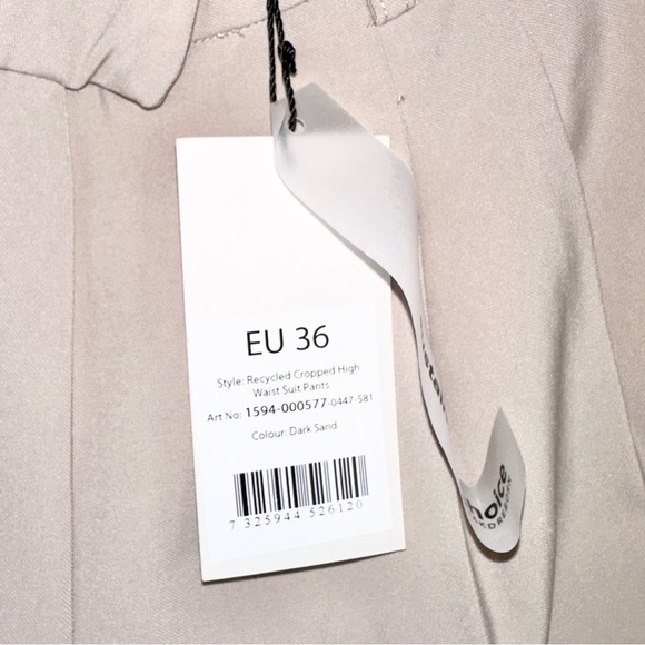 NA-KD Recycled Cropped High Waist Suit Pants In Dark Sand 36 - Picture 10 of 11
